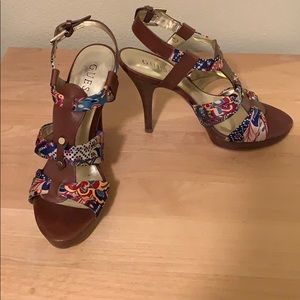 Satin Strappy Multi-colored Heels